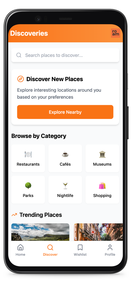 Roam App Screen 2